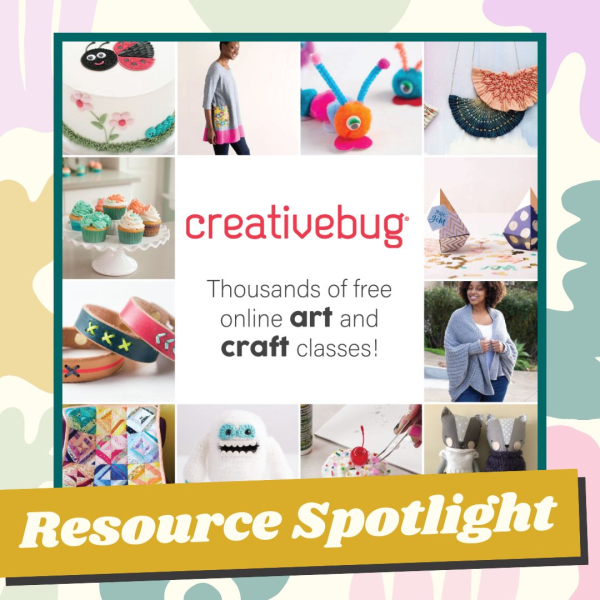 Creative Bug logo with various craft images