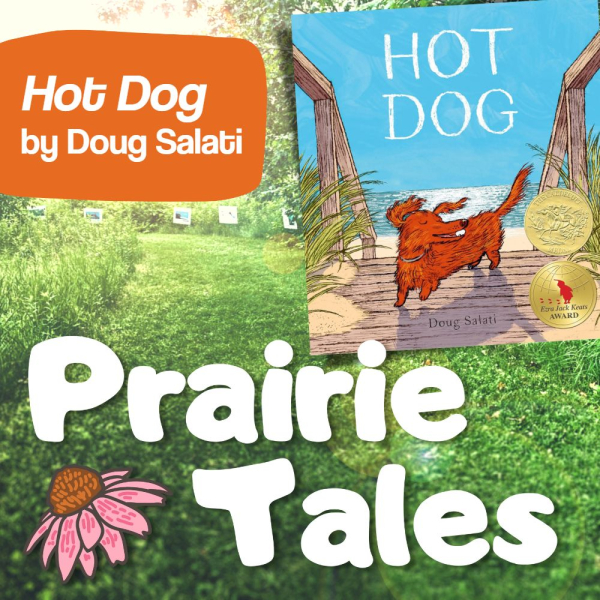 "Hot Dog" book cover with Badger Prairie Trail in the background